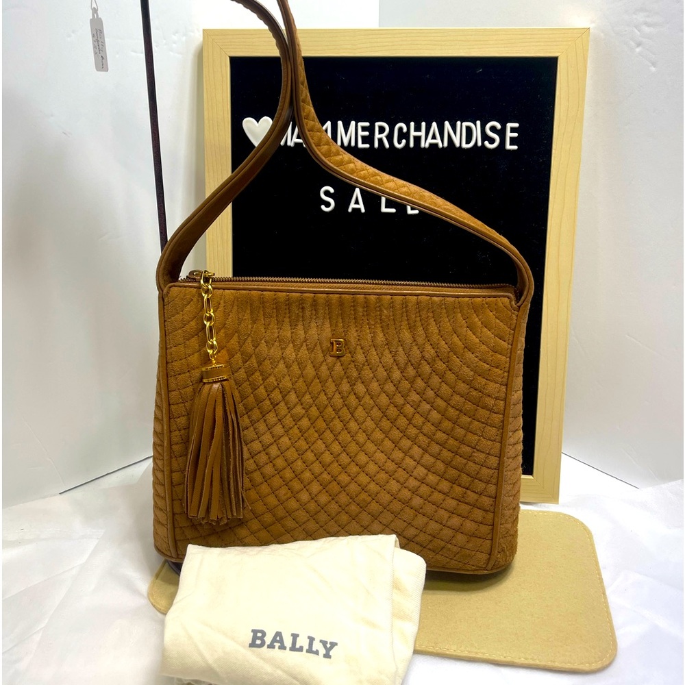 Bally Shoulder Bag in Brown Suede. Made in Italy.